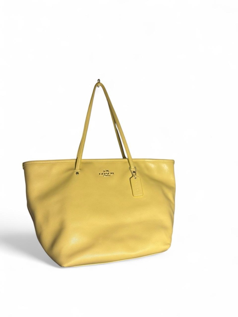 Yellow Coach Tote with Silver Hardware